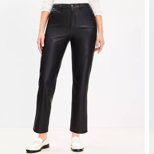 Loft Curvy Five Pocket Straight Pants in Faux Leather